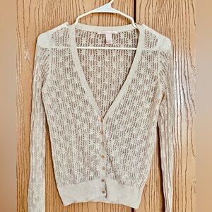Victoria's Secret Cream Champagne Openwork 100% Cotton Cardigan, size S